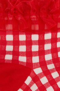 Gorman NZ - Red Gingham Ruffle Sock - multi