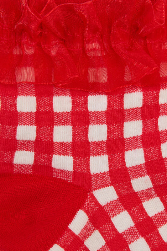 Gorman NZ - Red Gingham Ruffle Sock - multi