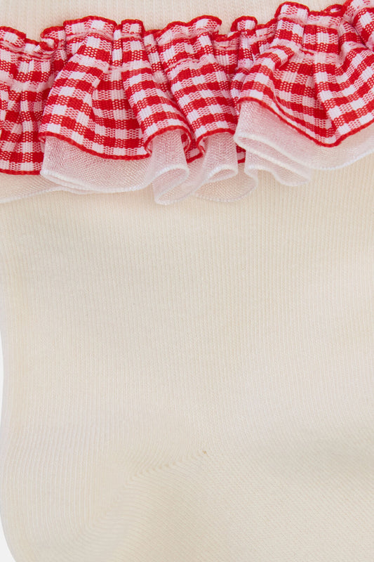 Gorman NZ - Cream Gingham Ruffle Sock - multi