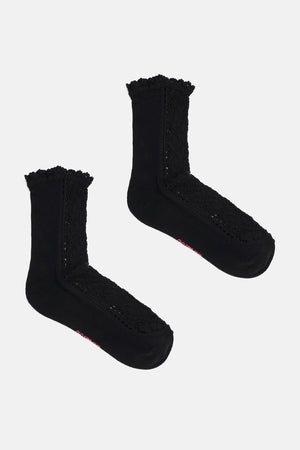Gorman NZ - Lace Crew Socks W Black - black