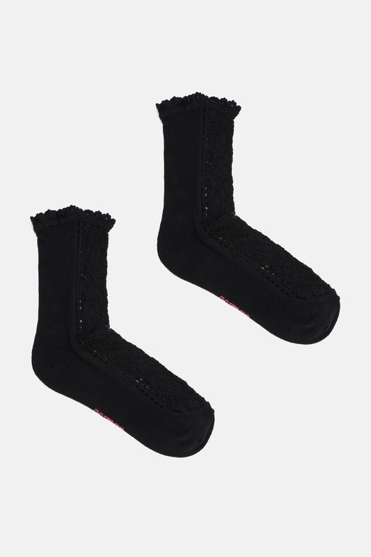 Gorman NZ - Lace Crew Socks W Black - black