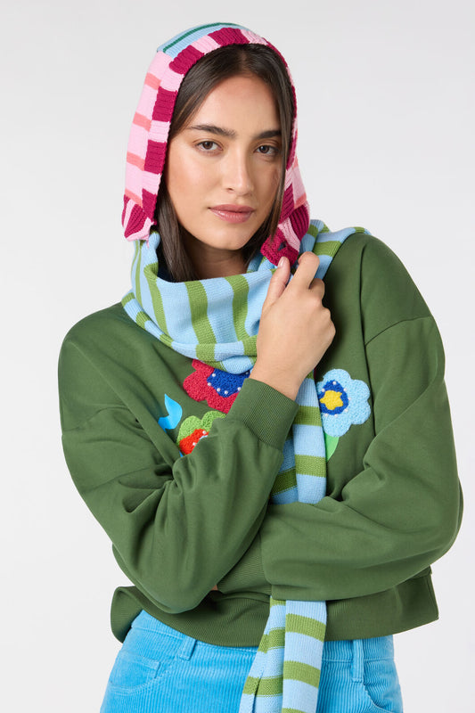 Gorman NZ - Warm Winter Hooded Scarf - stripe