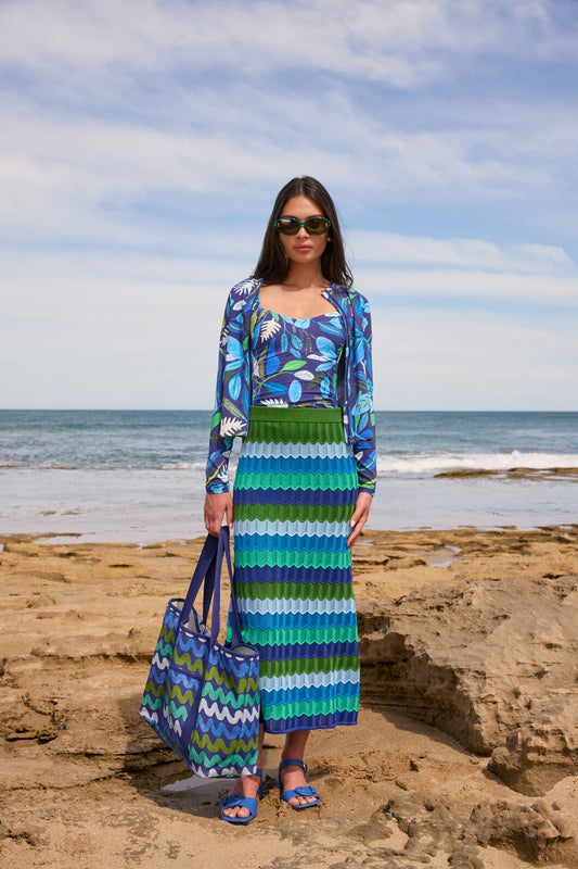 Gorman NZ - Blueprint Waves Beach Tote - print