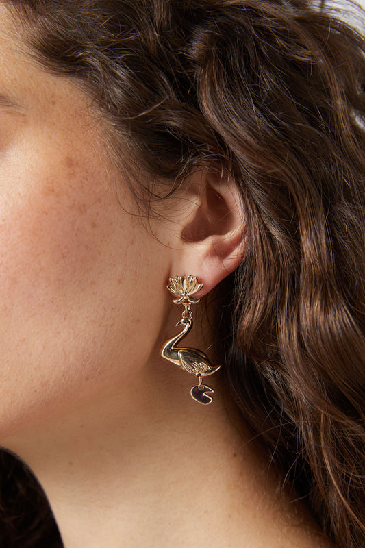 Gorman NZ - Golden Swan Earrings - gold