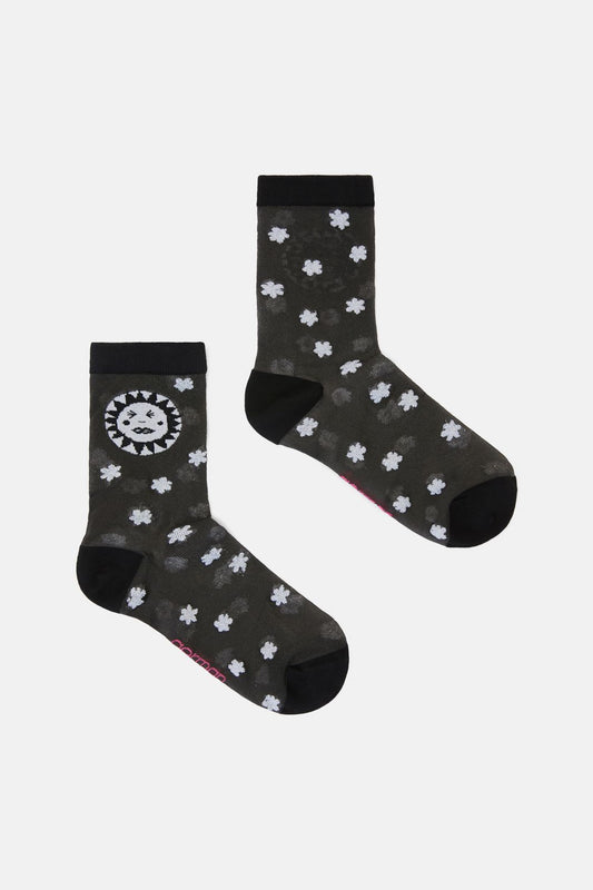 Gorman NZ - Black Plate Sheer Sock - multi