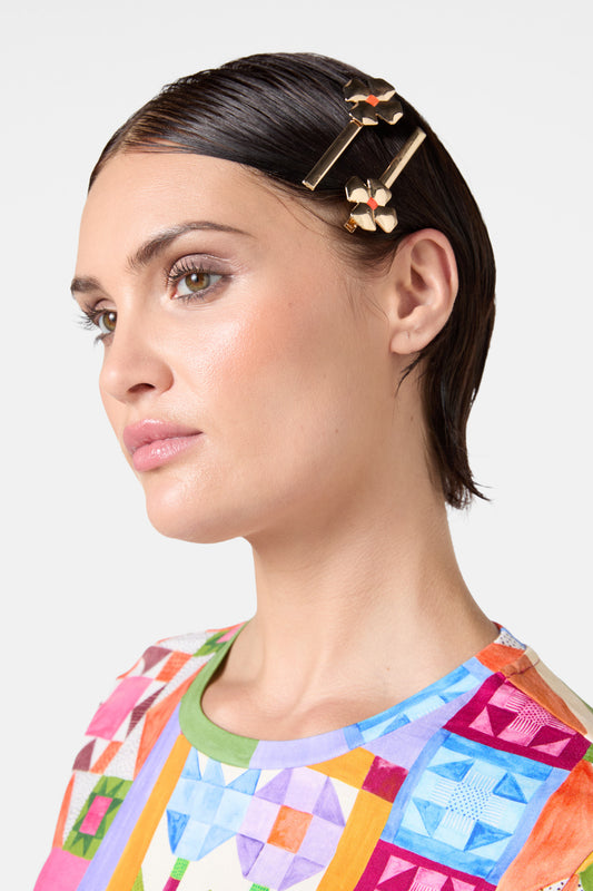 Gorman NZ - Gold Flower Hair Pin S/2 - gold