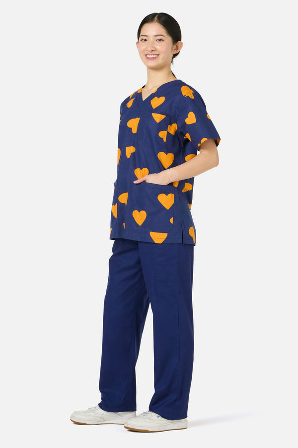 Gorman NZ - Orange Hearts Top&Pant scrubs - navy