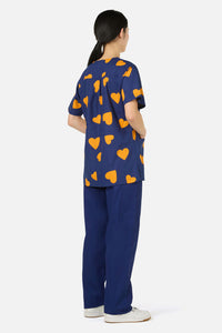 Gorman NZ - Orange Hearts Top&Pant scrubs - navy