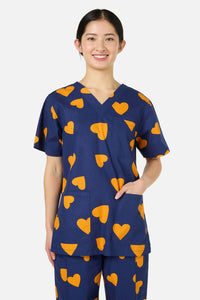 Gorman NZ - Orange Hearts scrub set - navy