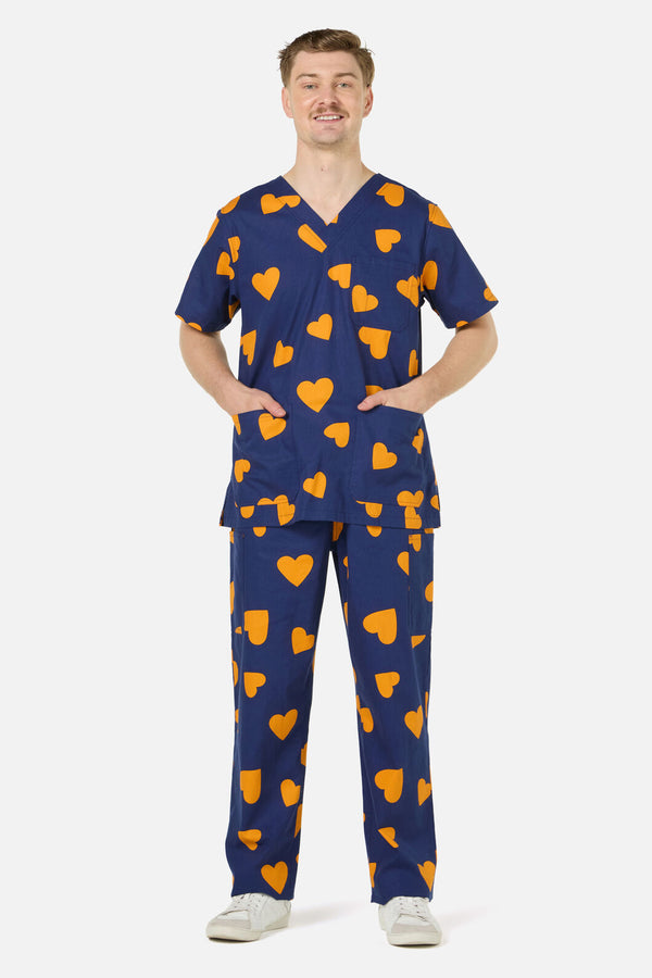 Gorman NZ - Orange Hearts scrub set - navy