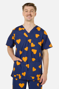 Gorman NZ - Orange Hearts scrub set - navy