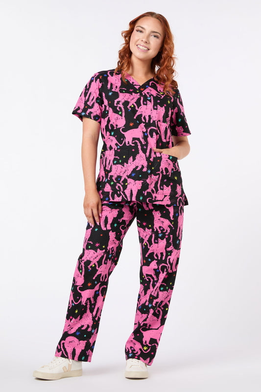 Gorman NZ - Feline Friends Scrub Set - pink