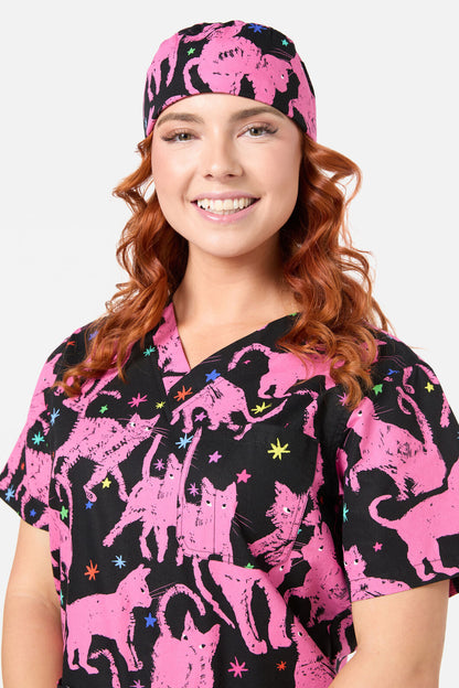 Gorman NZ - Feline Friends scrub hat - pink