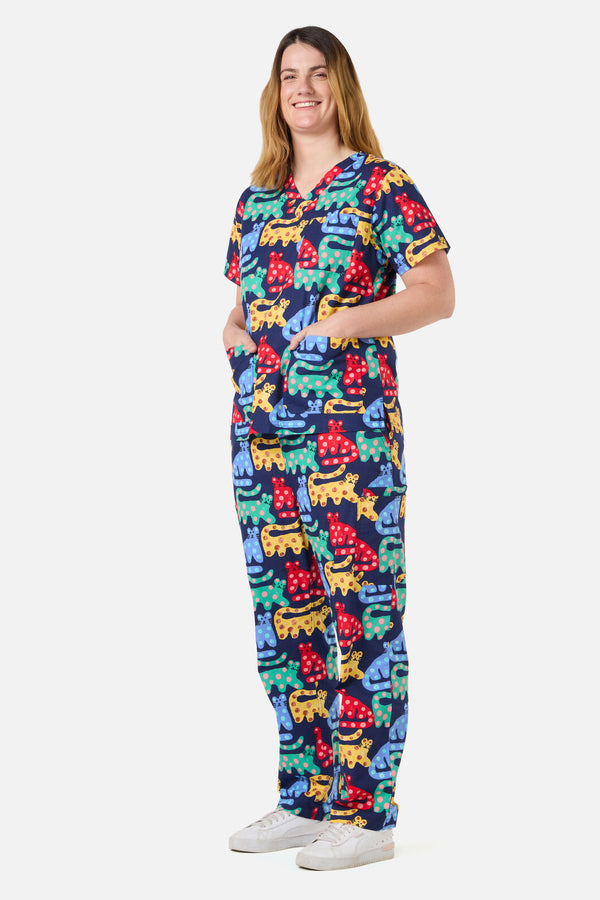 Gorman NZ - CHEETAH SCRUB SET - navy