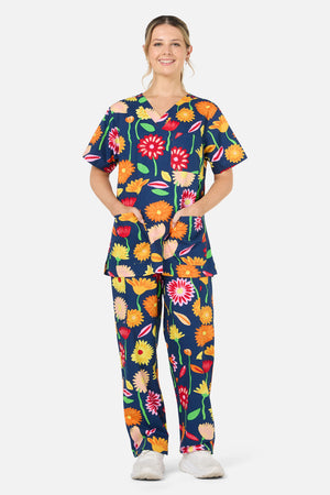 Gorman NZ - Sunshine Flowers scrub set - navy
