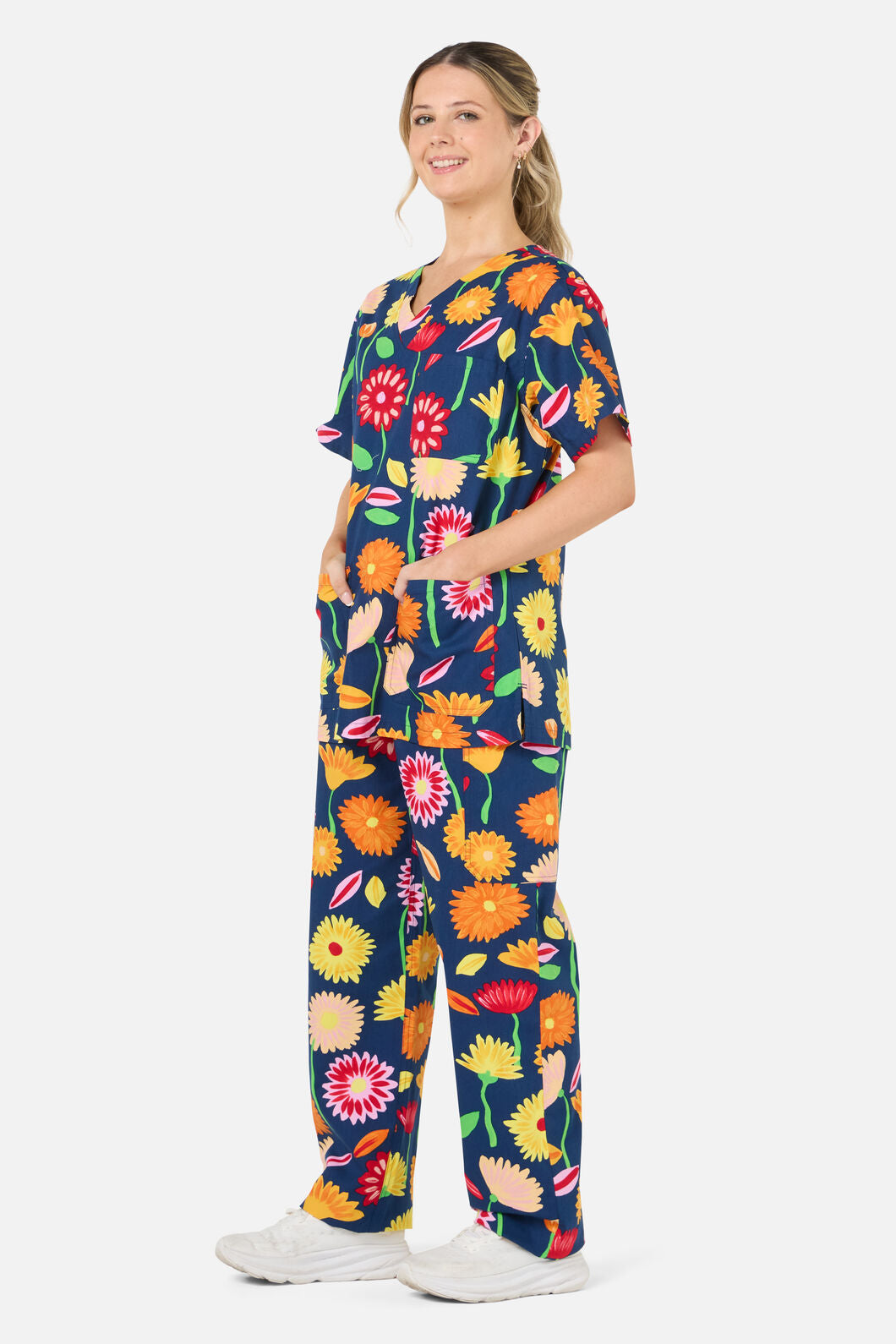 Gorman NZ - Sunshine Flowers scrub set - navy