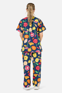 Gorman NZ - Sunshine Flowers scrub set - navy
