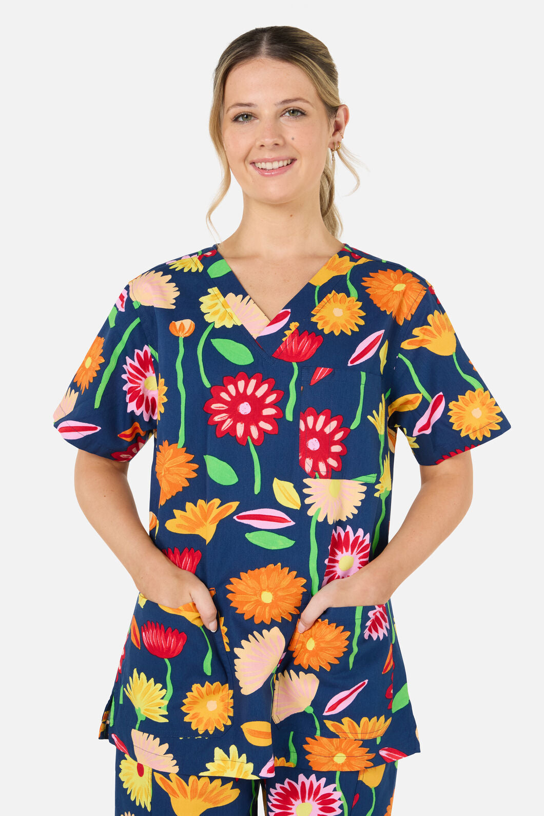 Gorman NZ - Sunshine Flowers scrub set - navy