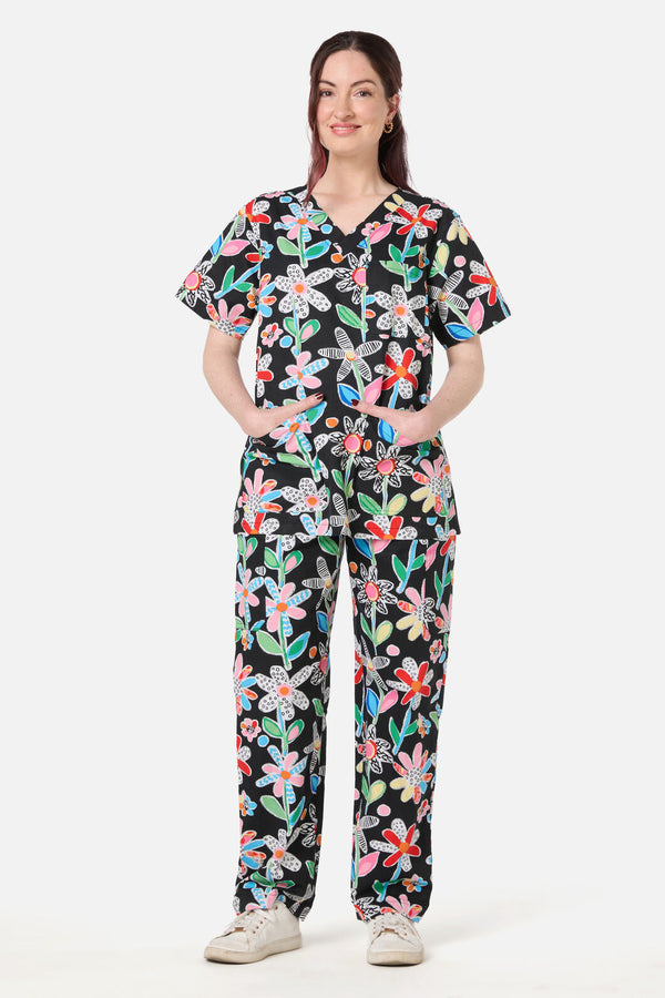 Gorman NZ - Floral Play scrub set - black