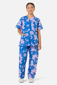 Gorman NZ - Jumbo Flowers scrub set - blue