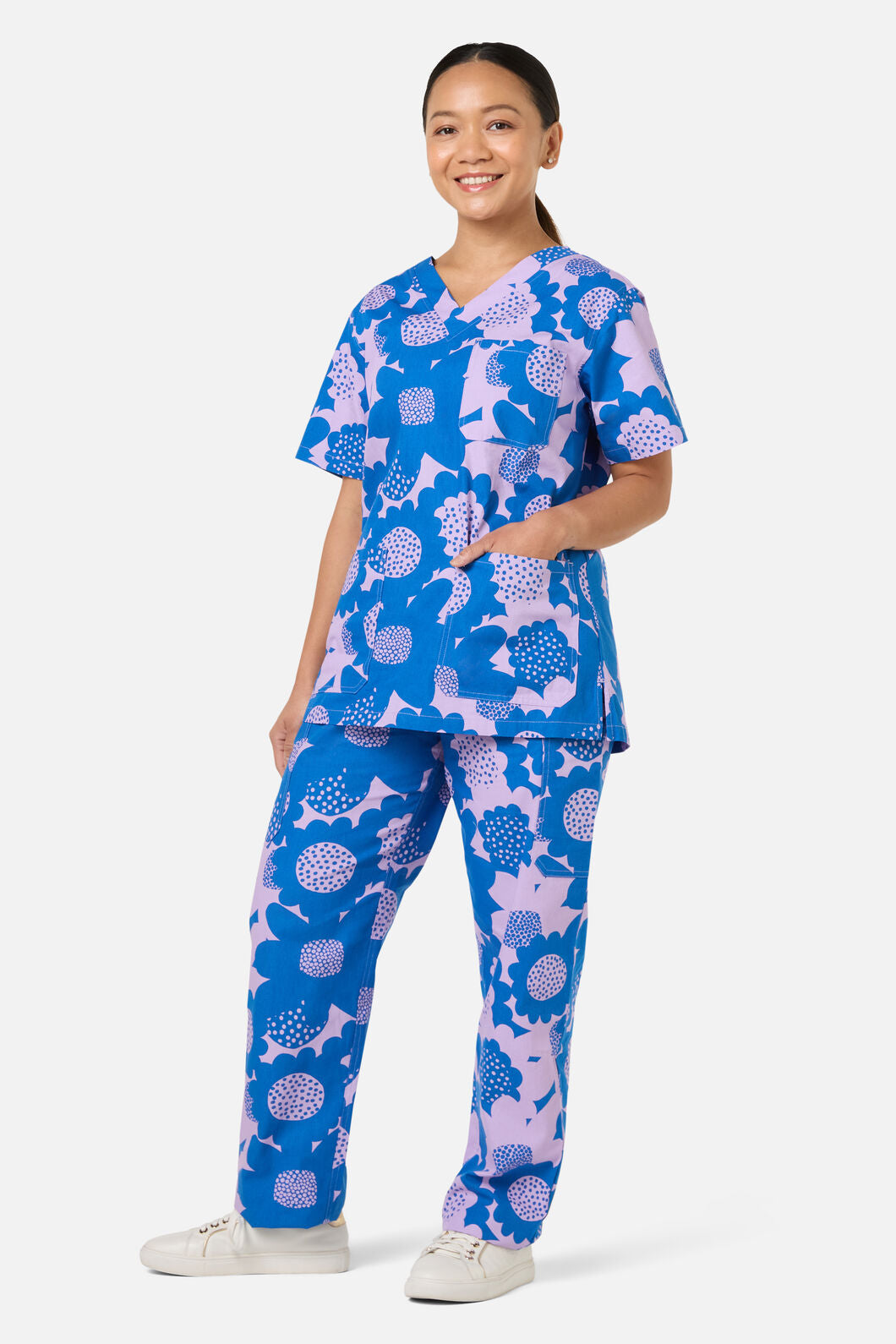 Gorman NZ - Jumbo Flowers scrub set - blue