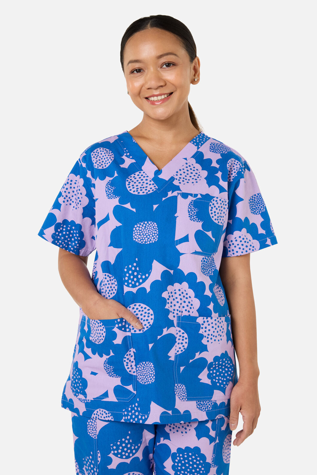 Gorman NZ - Jumbo Flowers scrub set - blue