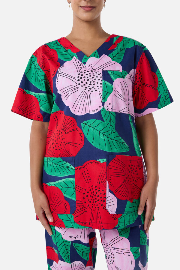 Gorman NZ - Camellia floral scrub set - navy