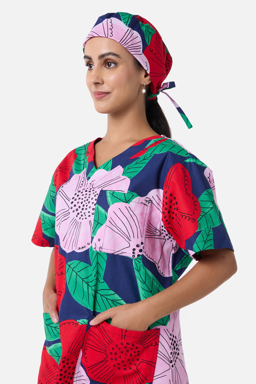 Gorman NZ - Camellia floral scrub hat - navy