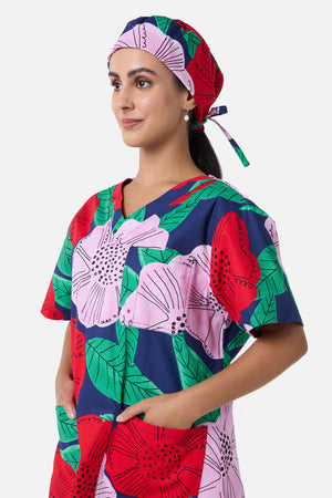 Gorman NZ - Camellia floral scrub hat - navy