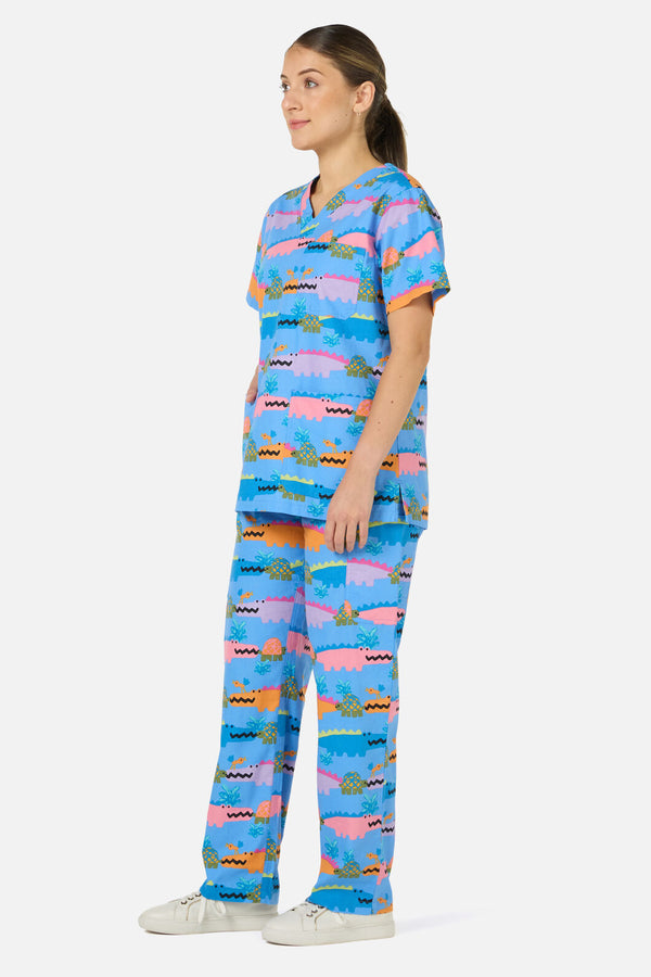 Gorman NZ - Croc Snap scrub set - blue