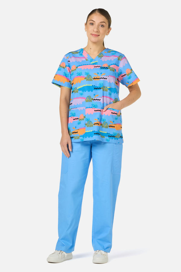 Gorman NZ - Croc Snap Top&Pant scrub set - blue