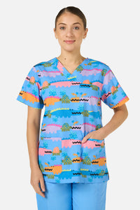 Gorman NZ - Croc Snap Top&Pant scrub set - blue
