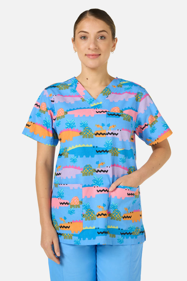 Gorman NZ - Croc Snap Top&Pant scrub set - blue