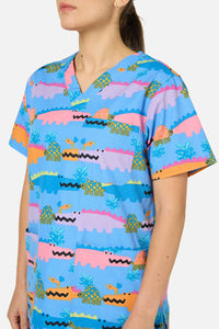 Gorman NZ - Croc Snap Top&Pant scrub set - blue