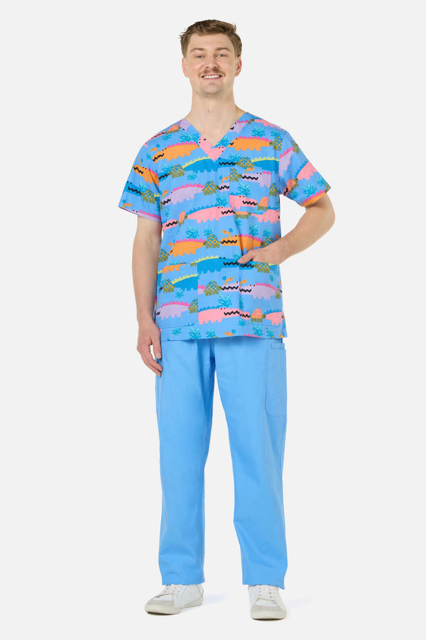 Gorman NZ - Croc Snap Top&Pant scrub set - blue