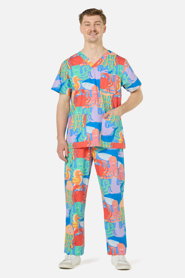 Gorman NZ - Sea Creatures scrub set - blue