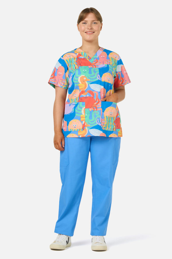 Gorman NZ - Sea Creatures top &pant scrubs - blue
