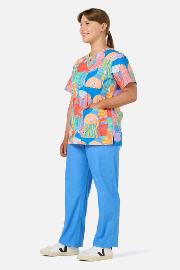 Gorman NZ - Sea Creatures top &pant scrubs - blue
