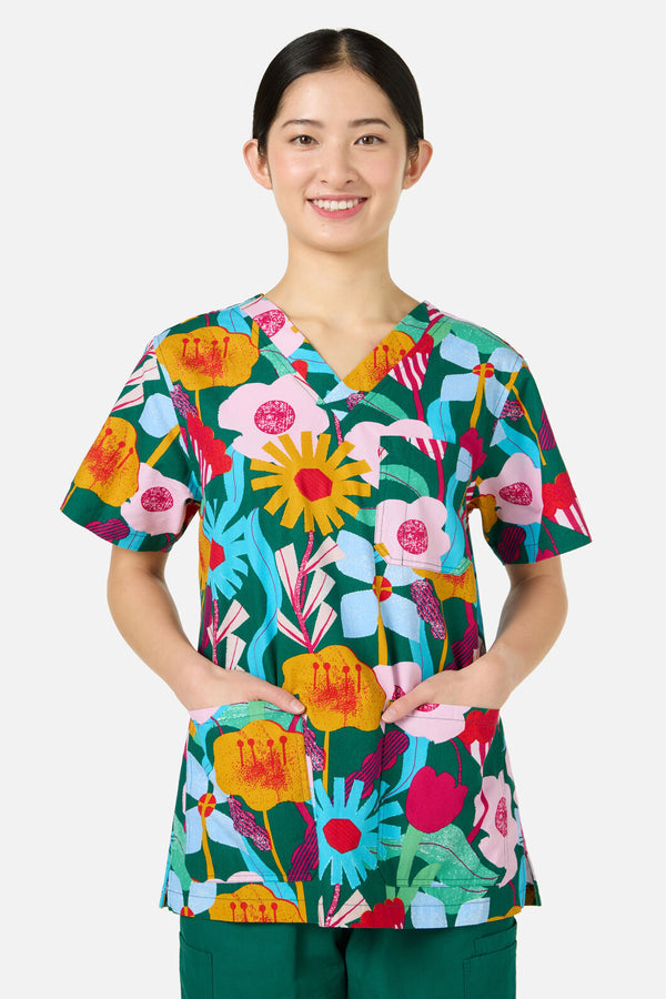 Gorman NZ - Paper Blooms Top&Pant scrub se - green