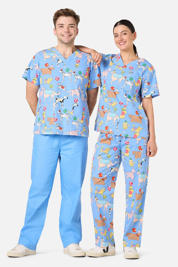 Gorman NZ - Dog Picnic Top & Pant scrub se - blue
