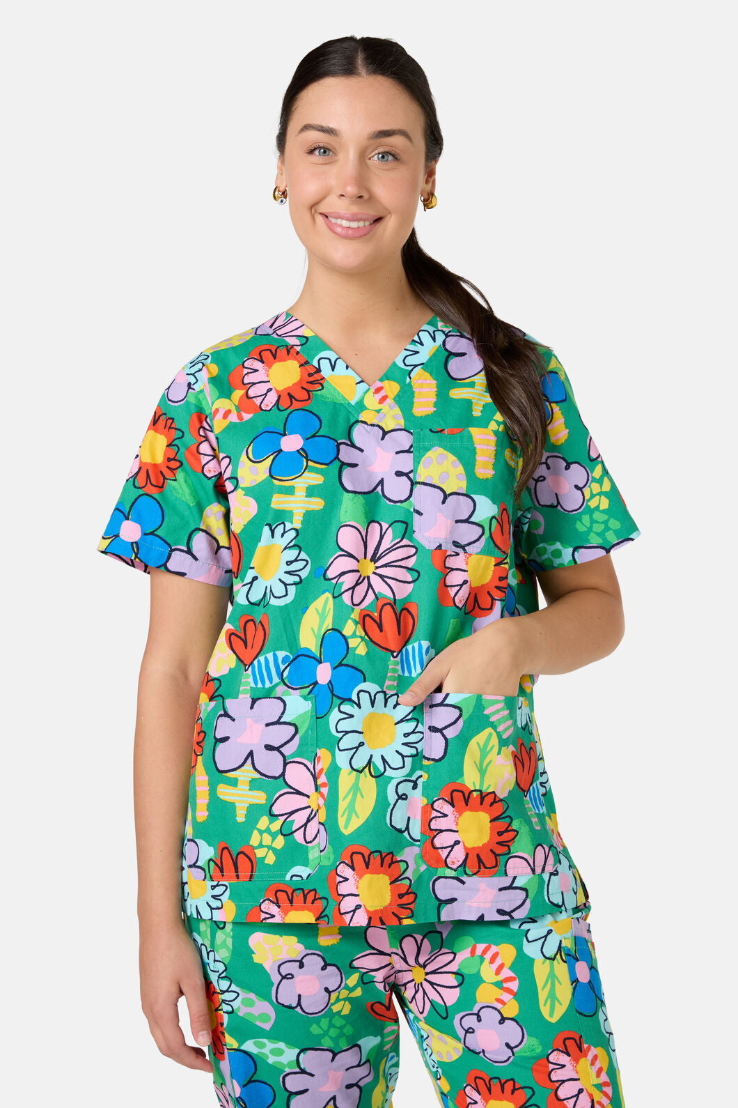 Gorman NZ - Floral Pop Scrub Set - green