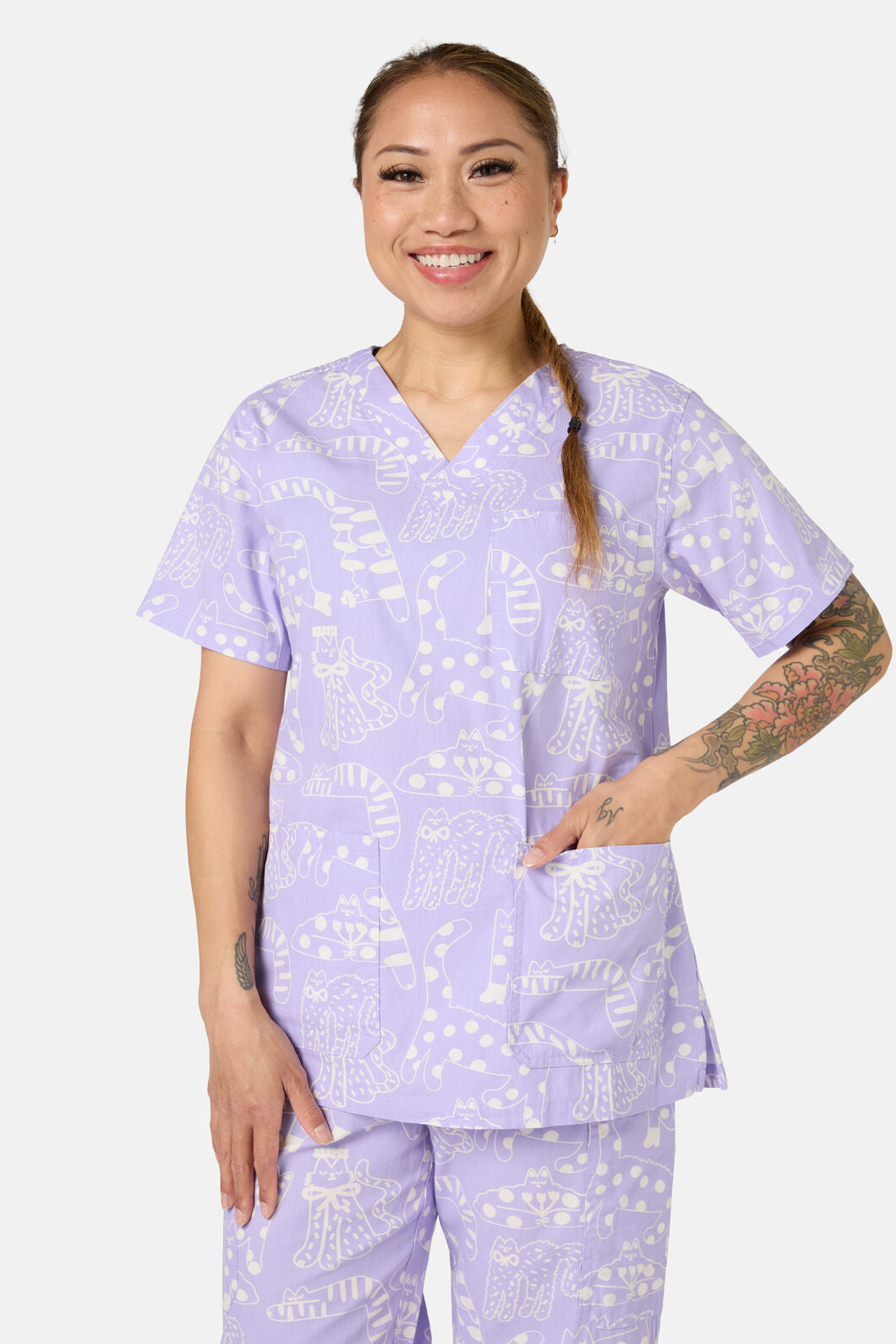 Gorman NZ - Lilac Cat Scrub Set - lilac