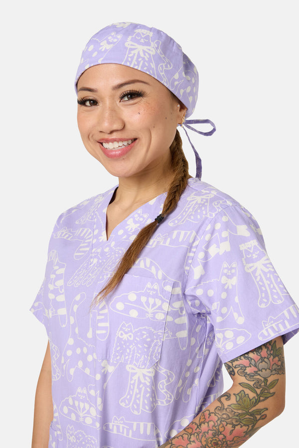 Gorman NZ - Lilac Cat Scrub Hat - lilac