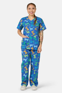 Gorman NZ - Spotty Cats Scrub Set - navy