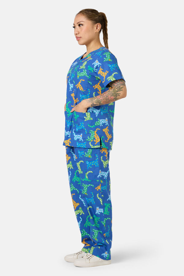Gorman NZ - Spotty Cats Scrub Set - navy