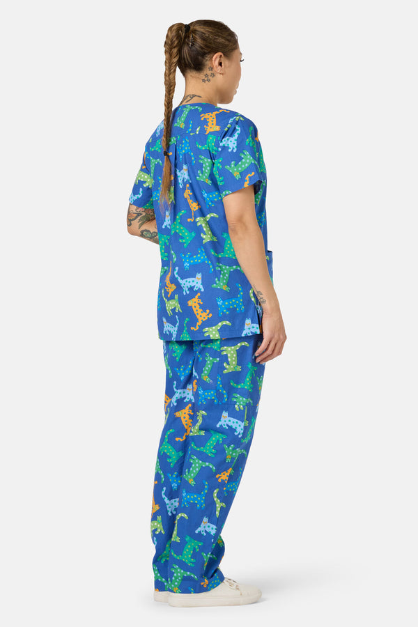 Gorman NZ - Spotty Cats Scrub Set - navy