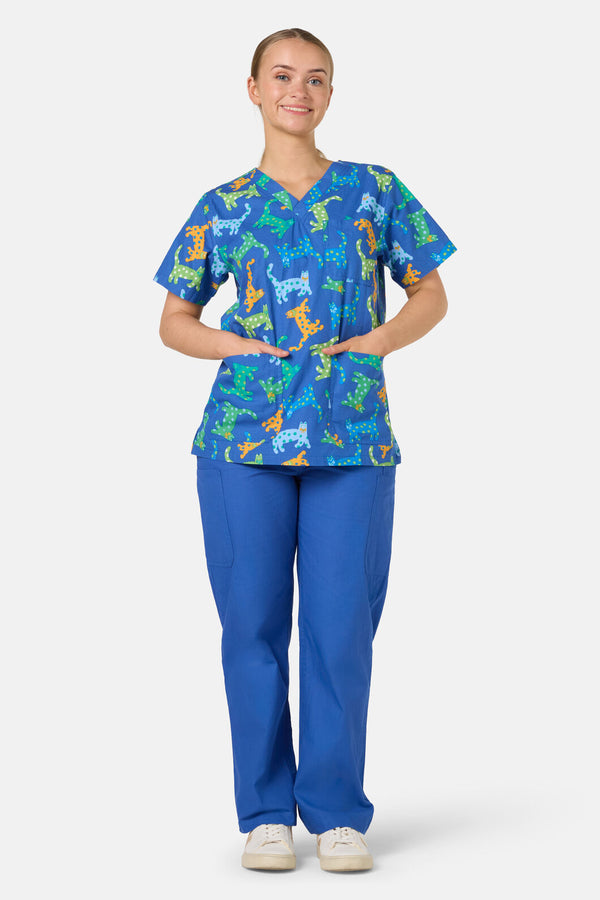Gorman NZ - Spotty Cats Mixed Scrub Set - navy