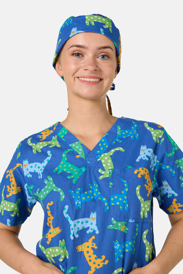 Gorman NZ - Spotty Cats Scrub Hat - navy