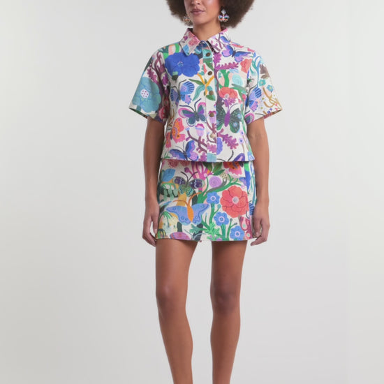 Gorman NZ - Mariposa Denim Skort - print