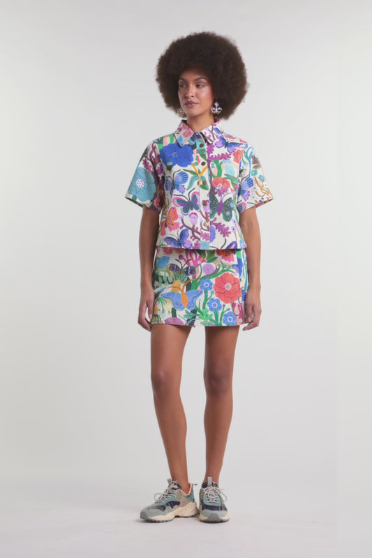 Gorman NZ - Mariposa Denim Skort - print